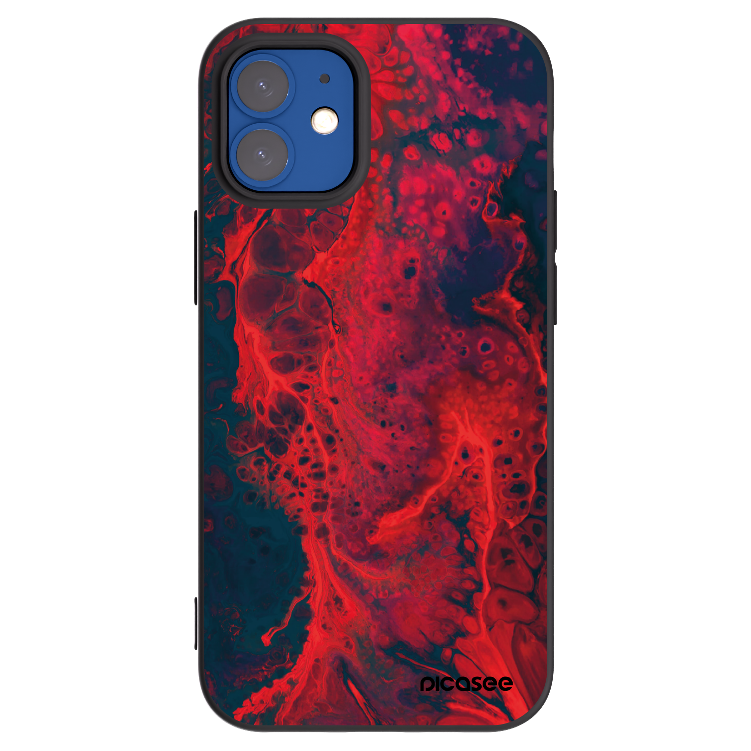 Picasee Μαύρη θήκη σιλικόνης για Apple iPhone 12 mini - Organic red