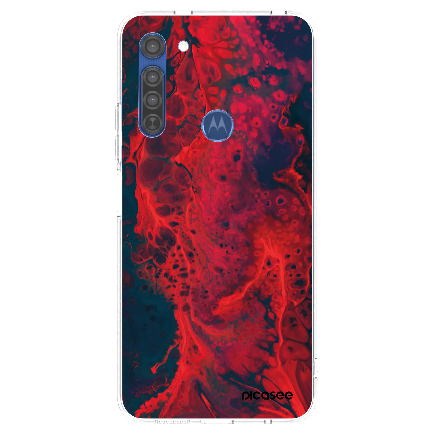 Picasee διαφανής θήκη σιλικόνης Motorola Moto G8 - Organic red
