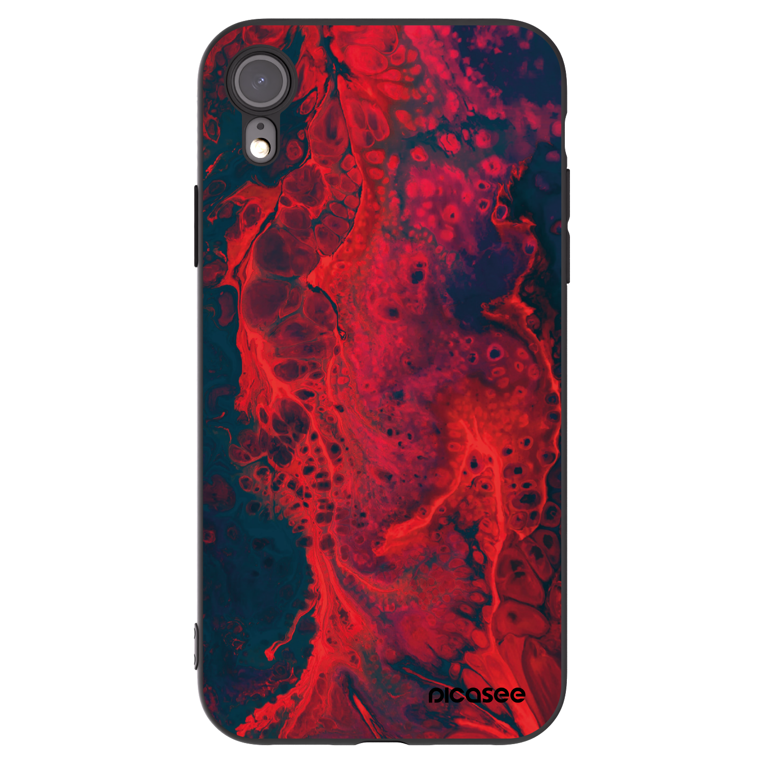 Picasee Μαύρη θήκη σιλικόνης για Apple iPhone XR - Organic red