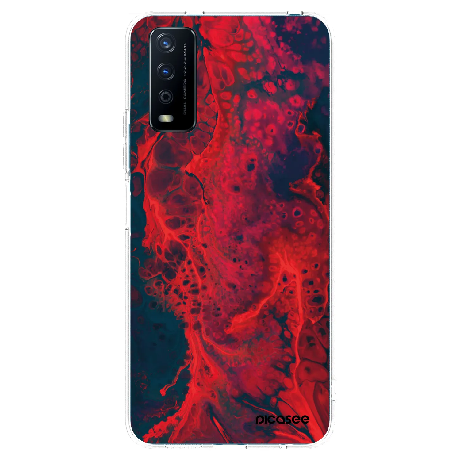 Picasee διαφανής θήκη σιλικόνης Vivo Y11s - Organic red