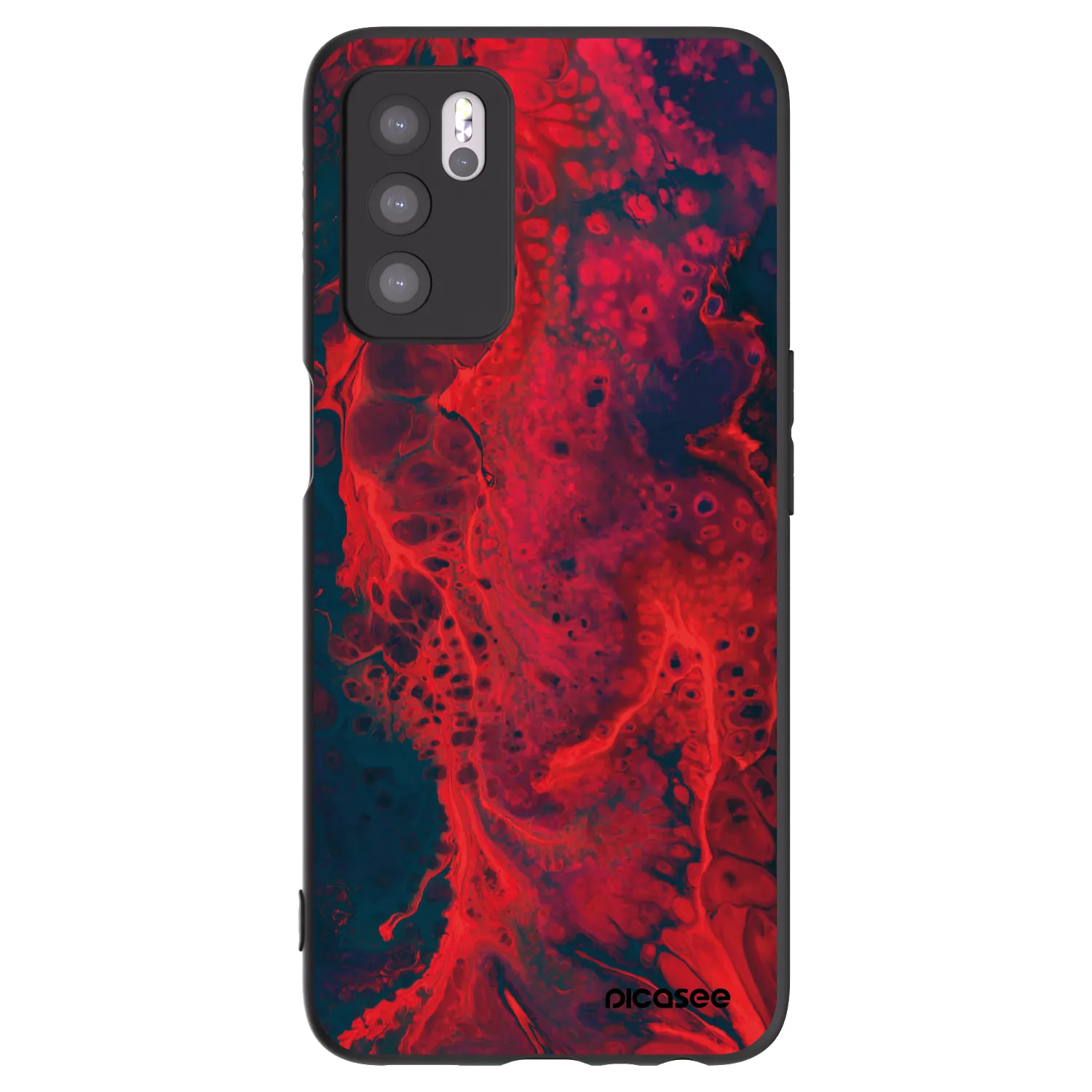 Picasee Μαύρη θήκη σιλικόνης για OPPO A16s - Organic red