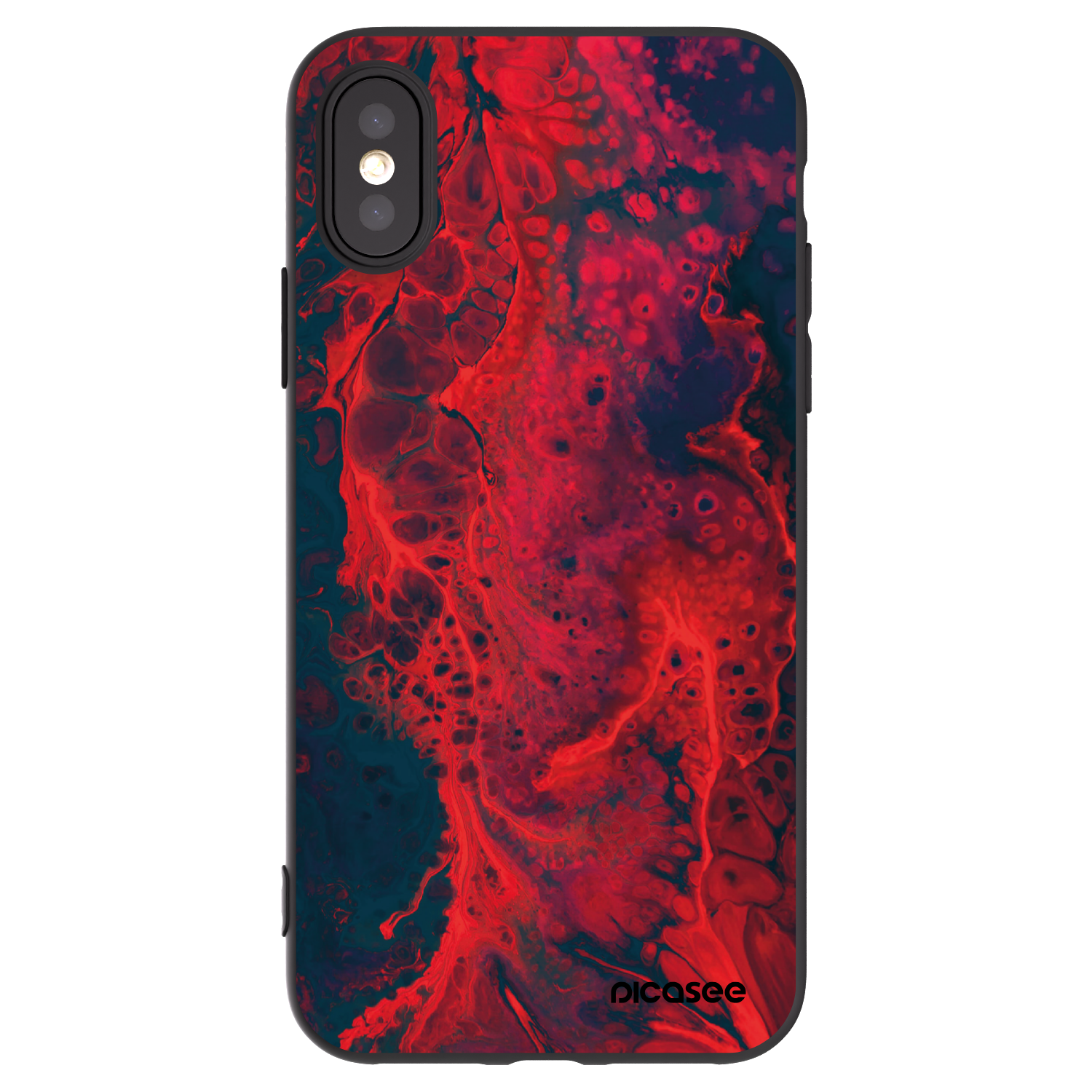 Picasee Μαύρη θήκη σιλικόνης για Apple iPhone X/XS - Organic red