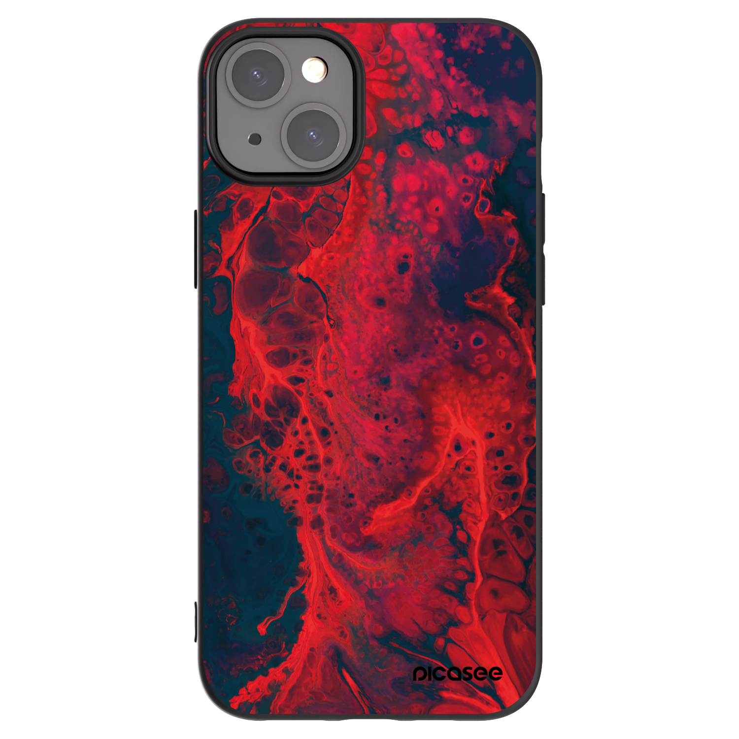 Picasee Μαύρη θήκη σιλικόνης για Apple iPhone 15 Plus - Organic red