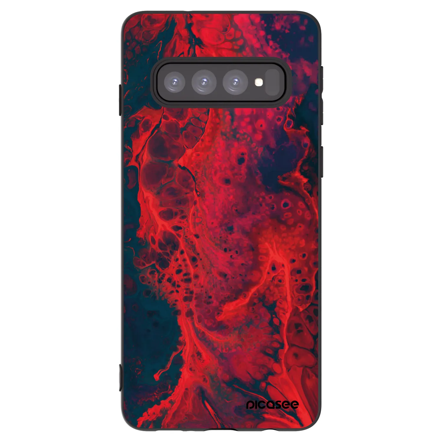 Picasee Μαύρη θήκη σιλικόνης για Samsung Galaxy S10 G973 - Organic red
