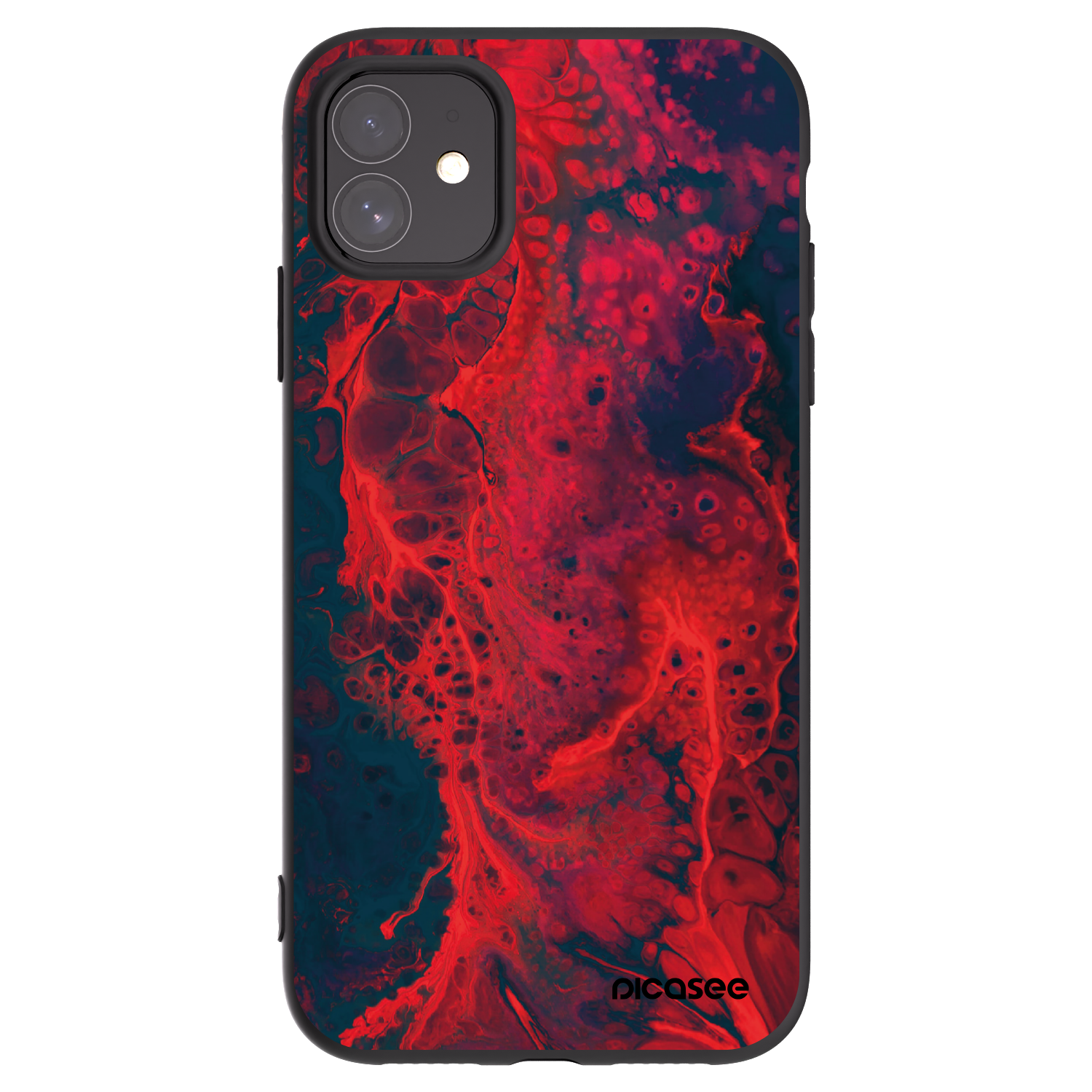 Picasee Μαύρη θήκη σιλικόνης για Apple iPhone 11 - Organic red