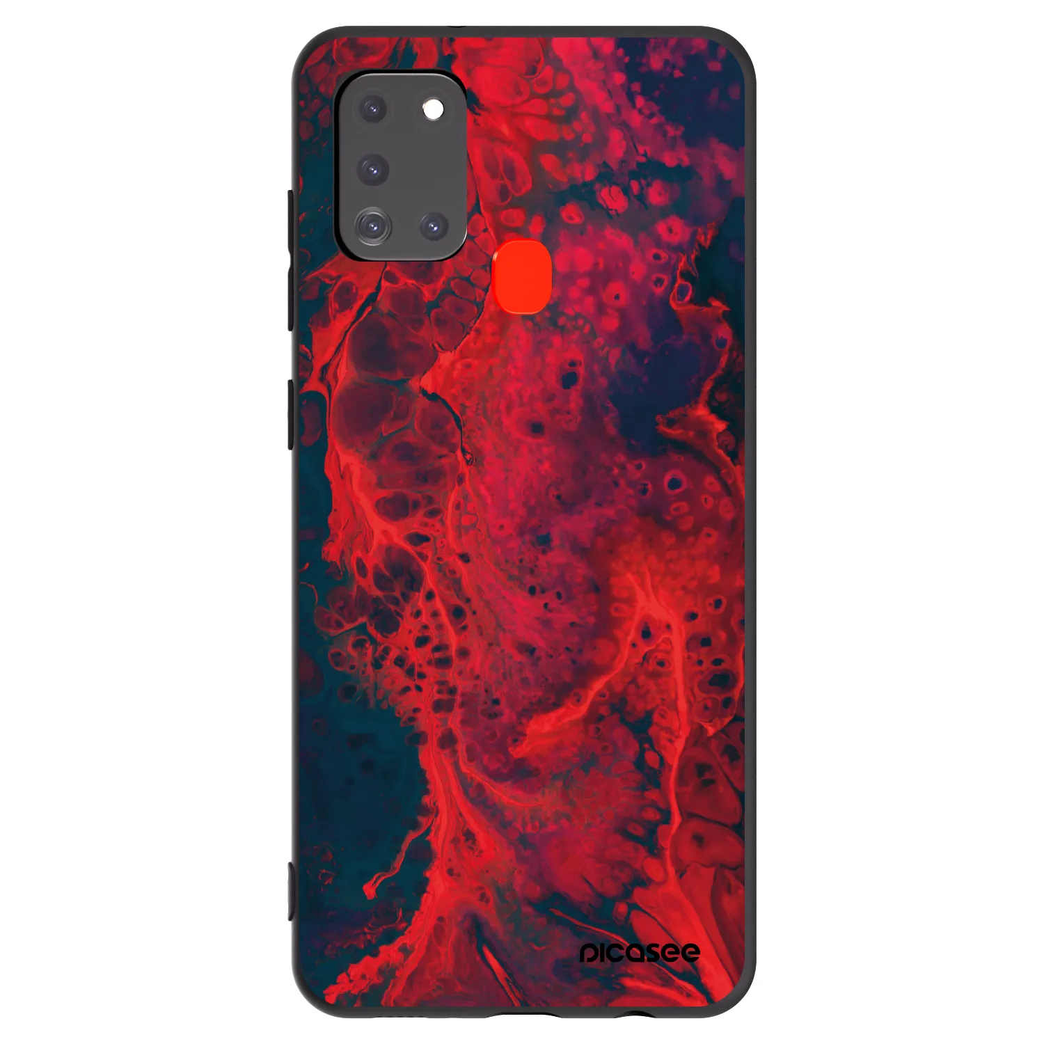 Picasee Μαύρη θήκη σιλικόνης για Samsung Galaxy A21s - Organic red