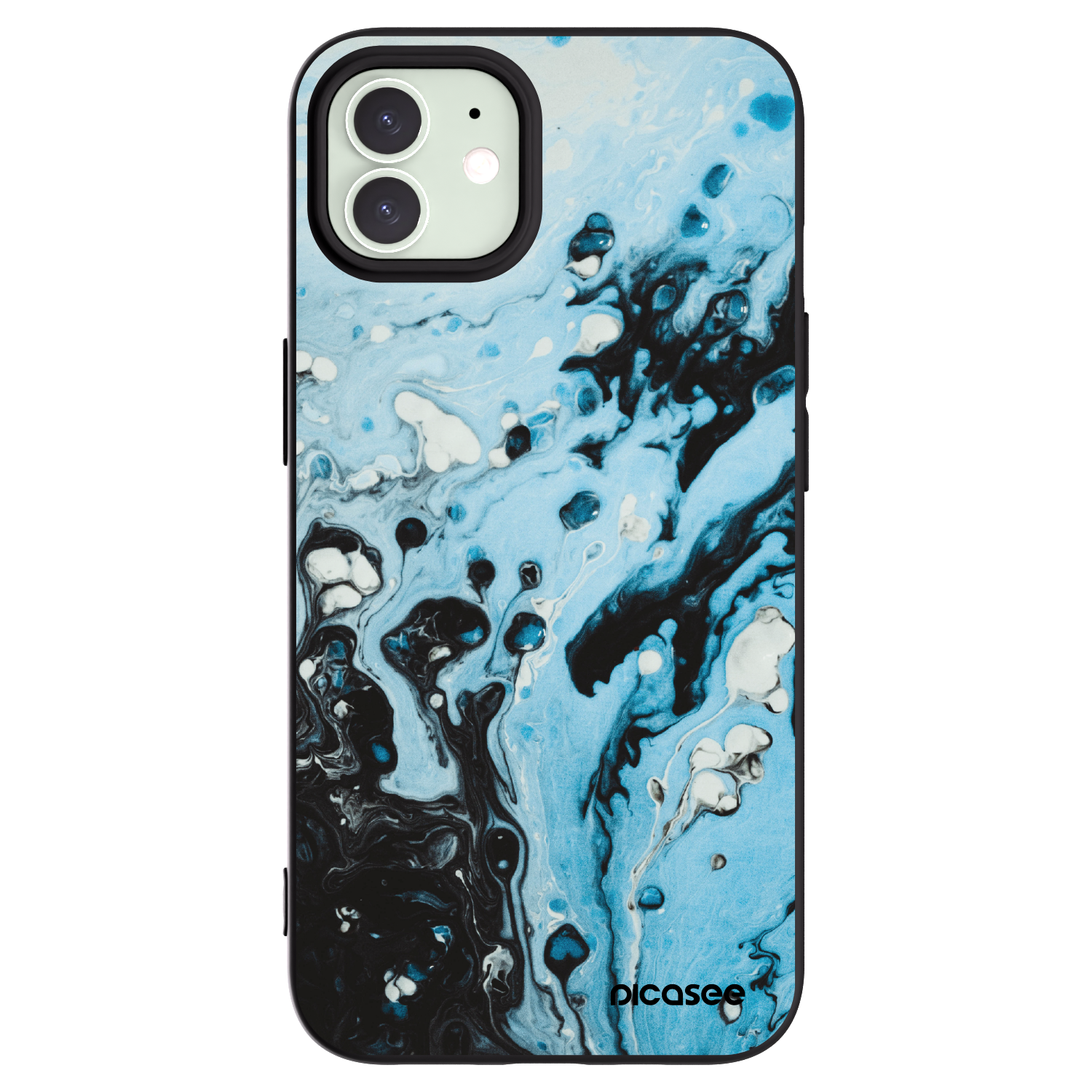Picasee Μαύρη θήκη σιλικόνης για Apple iPhone 12 - Organic blue