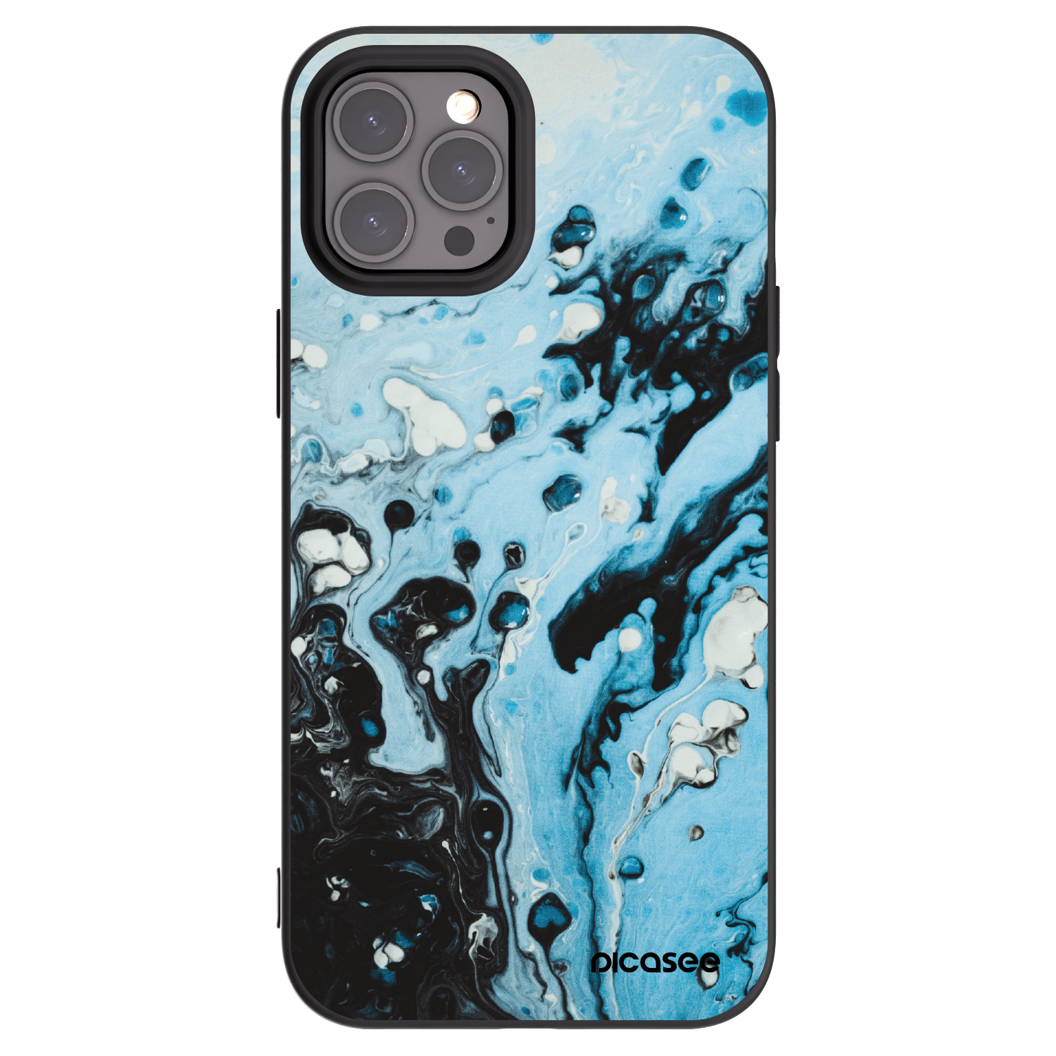 Picasee Μαύρη θήκη σιλικόνης για Apple iPhone 12 Pro Max - Organic blue