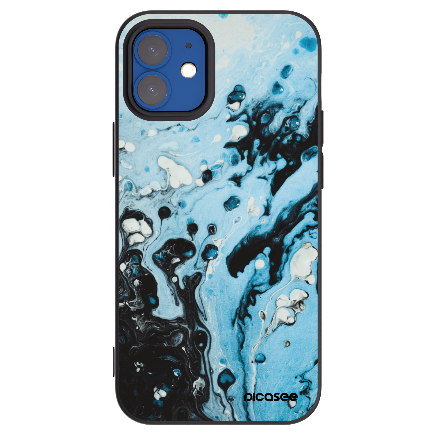 Picasee Μαύρη θήκη σιλικόνης για Apple iPhone 12 mini - Organic blue