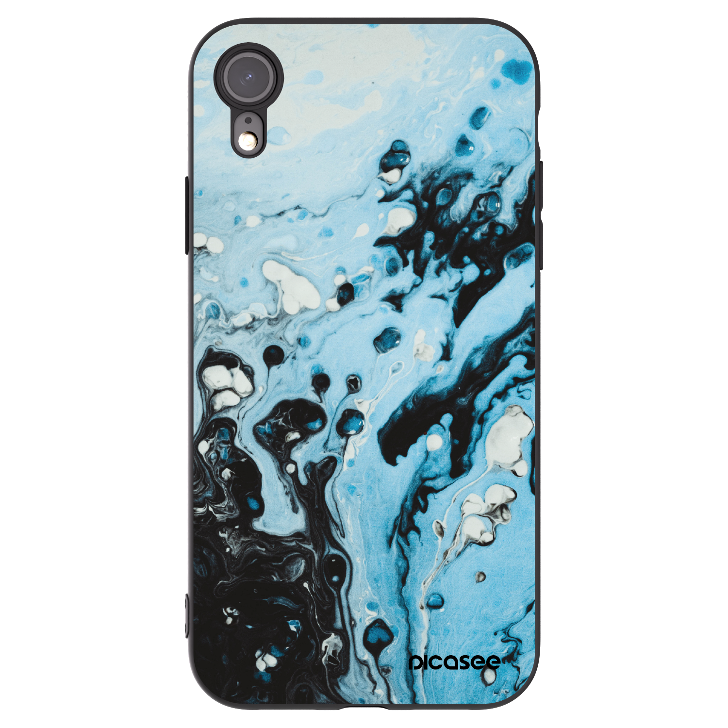 Picasee Μαύρη θήκη σιλικόνης για Apple iPhone XR - Organic blue