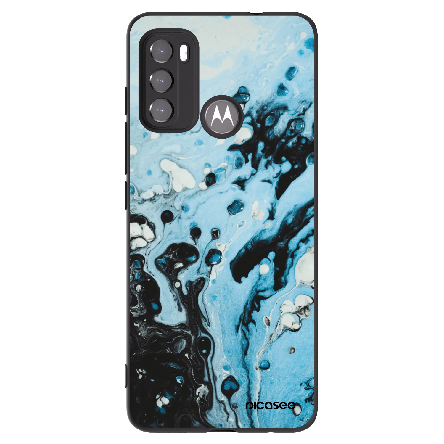 Picasee Μαύρη θήκη σιλικόνης για Motorola Moto G60 - Organic blue