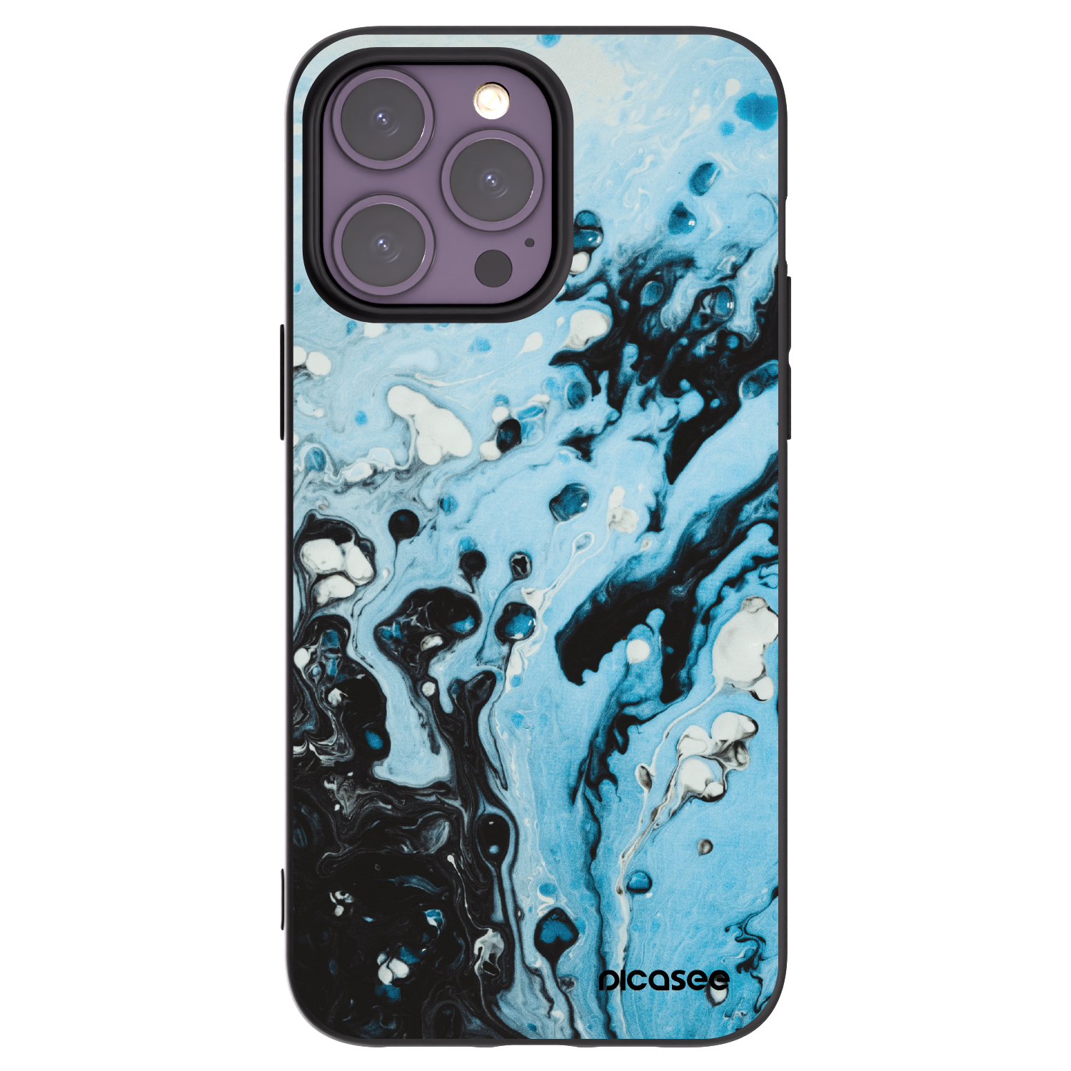 Picasee Μαύρη θήκη σιλικόνης για Apple iPhone 14 Pro Max - Organic blue