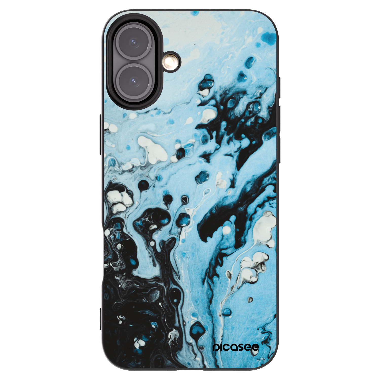 Picasee Μαύρη θήκη σιλικόνης για Apple iPhone 16 Plus - Organic blue