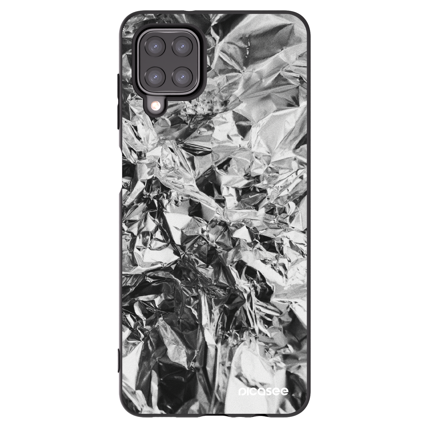 Picasee Μαύρη θήκη σιλικόνης για Samsung Galaxy A12 A125F - Chrome