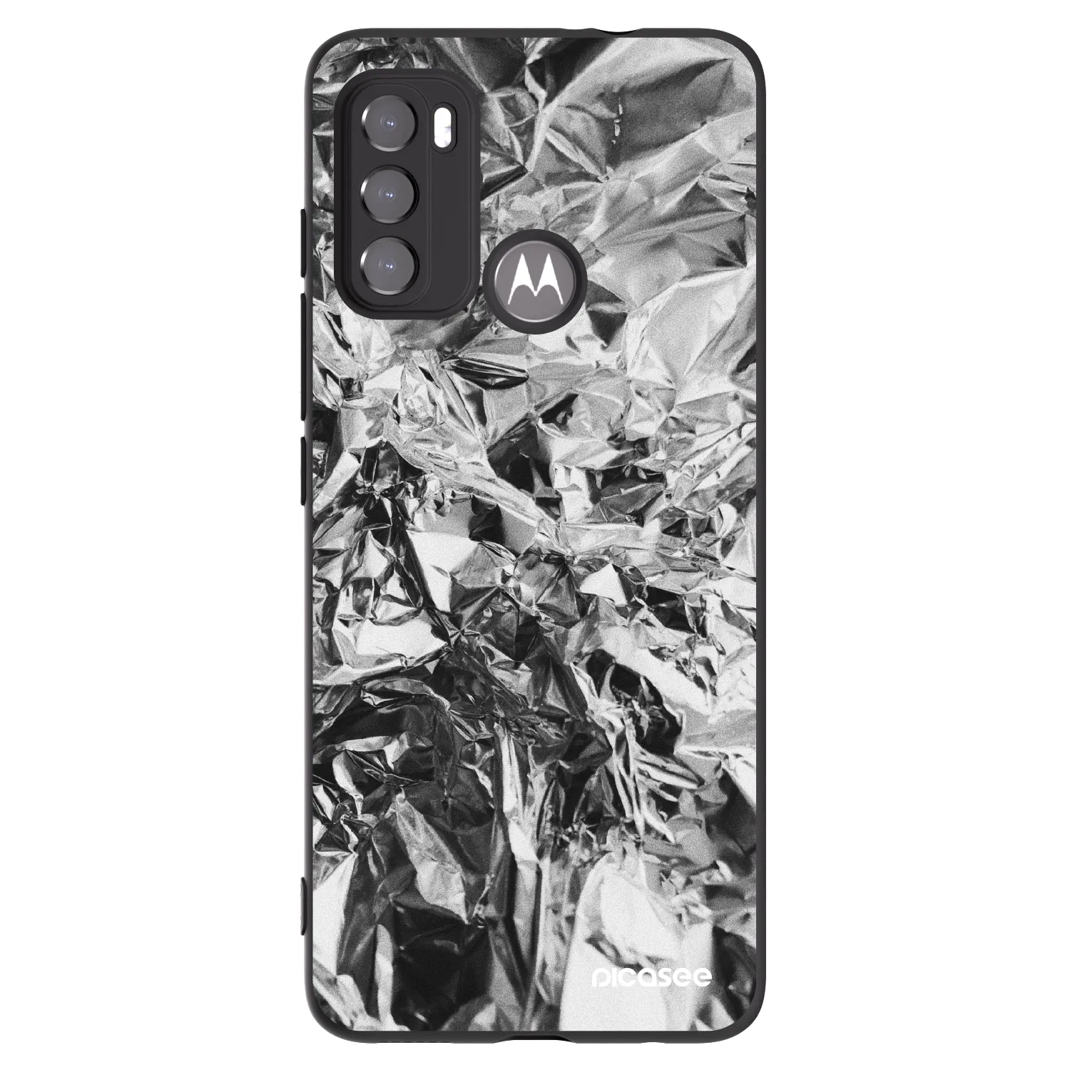 Picasee Μαύρη θήκη σιλικόνης για Motorola Moto G60 - Chrome