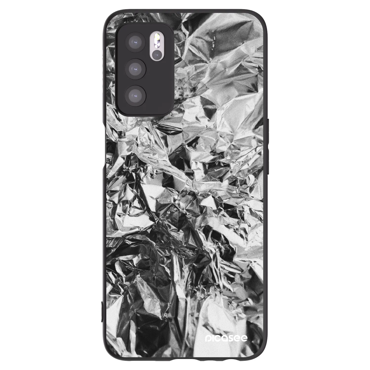 Picasee Μαύρη θήκη σιλικόνης για OPPO A16 - Chrome