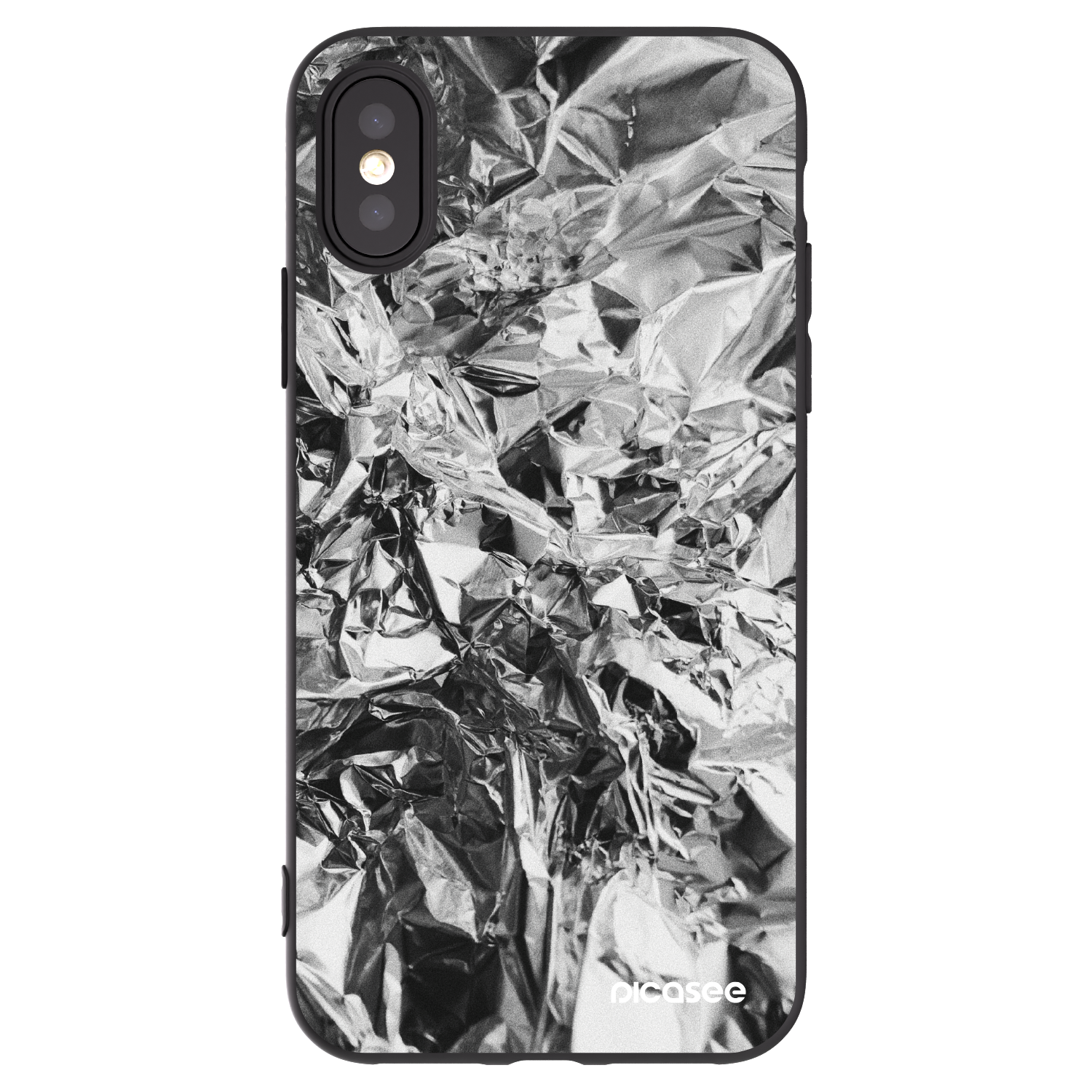 Picasee Μαύρη θήκη σιλικόνης για Apple iPhone X/XS - Chrome