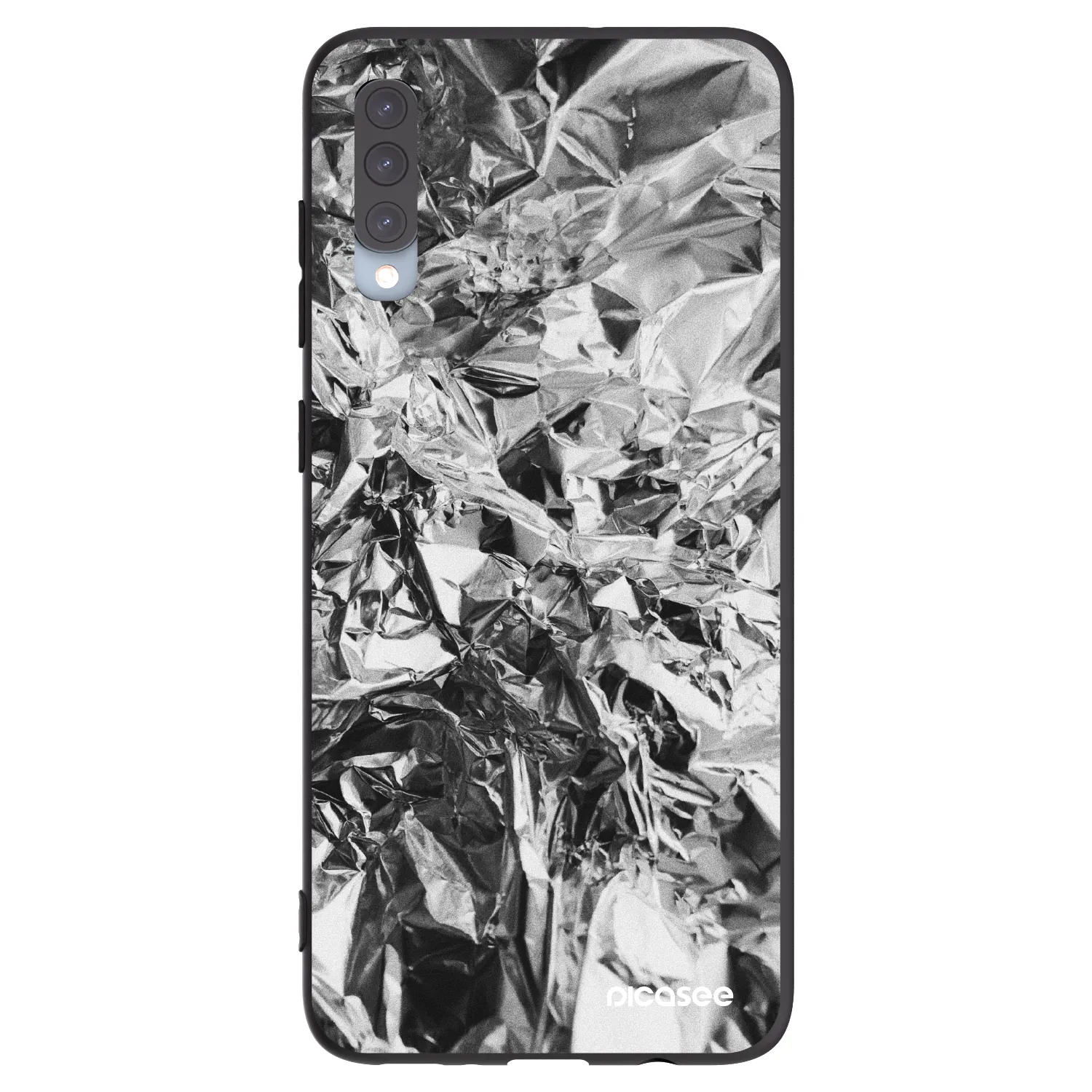 Picasee Μαύρη θήκη σιλικόνης για Samsung Galaxy A70 A705F - Chrome