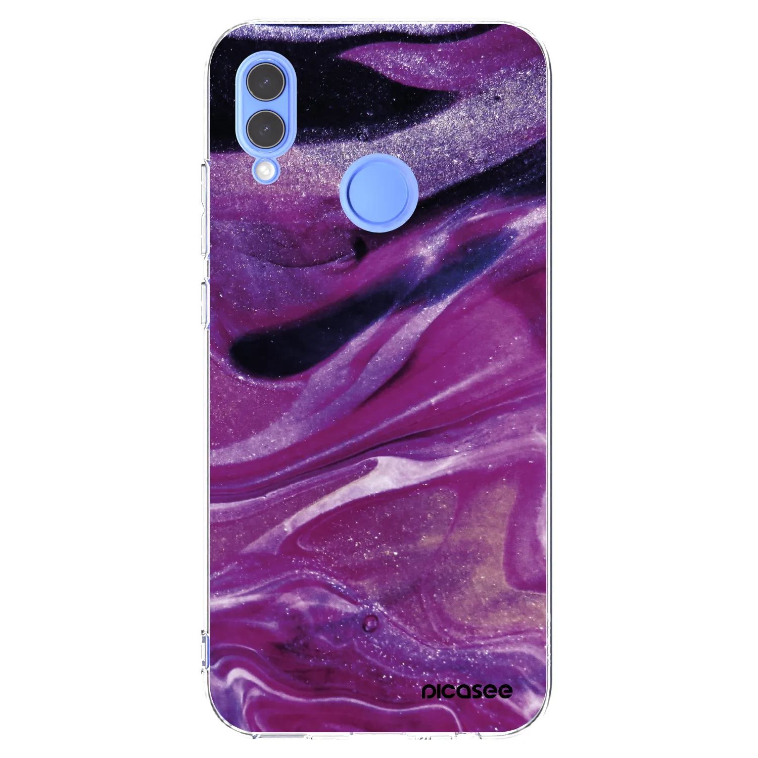 Picasee διαφανής θήκη σιλικόνης Huawei P Smart 2019 - Purple glitter