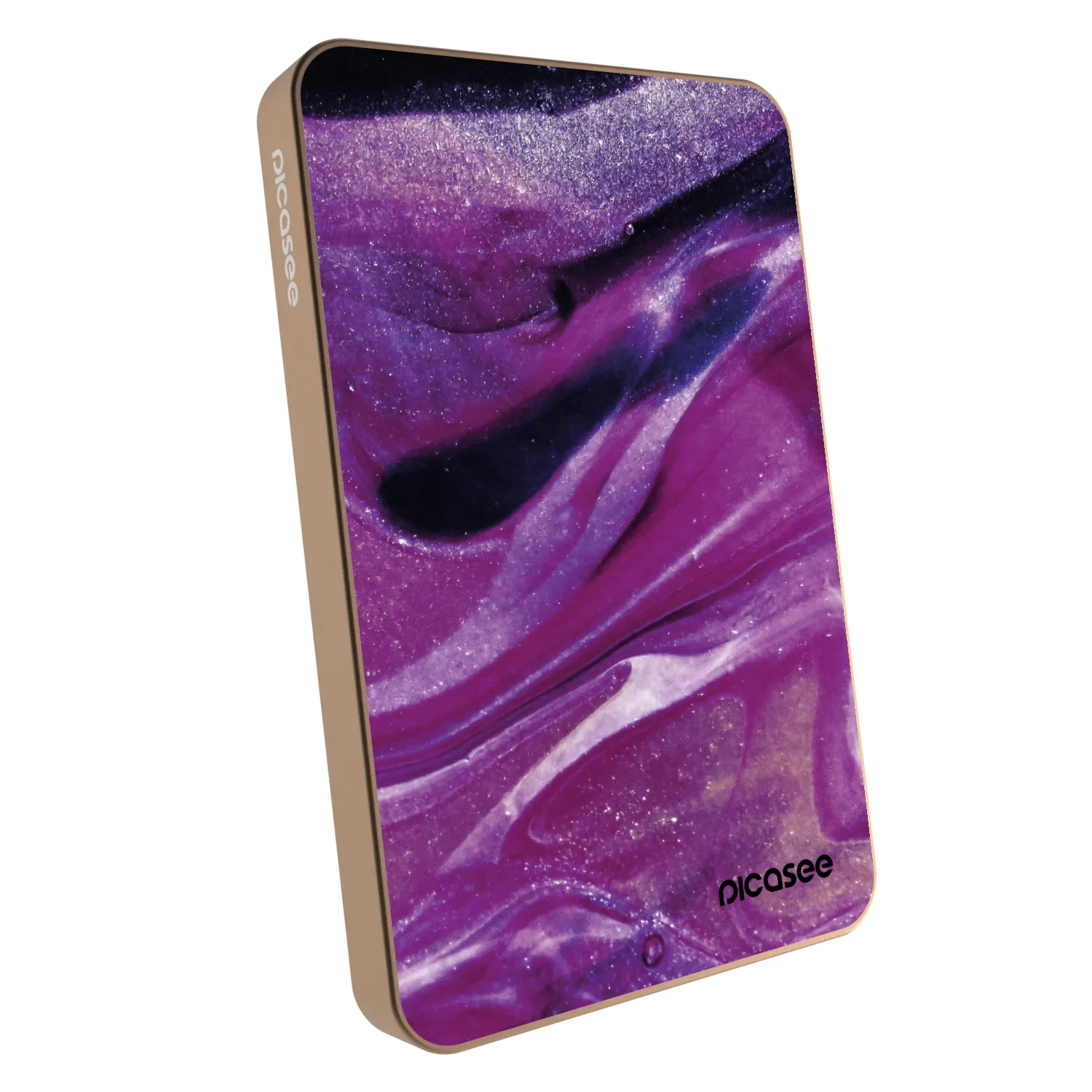 Picasee Powerbank με MagSafe 5 000 mAh Χρυσαφένιος - Purple glitter