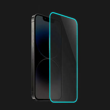 Tempered glass με φωσφορίζον περίγραμμα για Apple iPhone 15 Pro Max - Μπλε