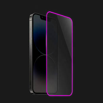 Tempered glass με φωσφορίζον περίγραμμα για Apple iPhone 15 Plus - Ροζ