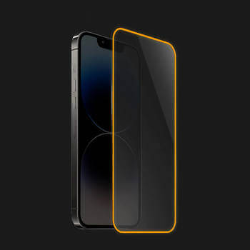 Tempered glass με φωσφορίζον περίγραμμα για Apple iPhone 15 Plus - Πορτοκάλι