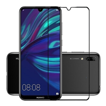 Picasee 3D Tempered glass με περιμετρικό πλαίσιο για Huawei Y7 2019 - μαύρο