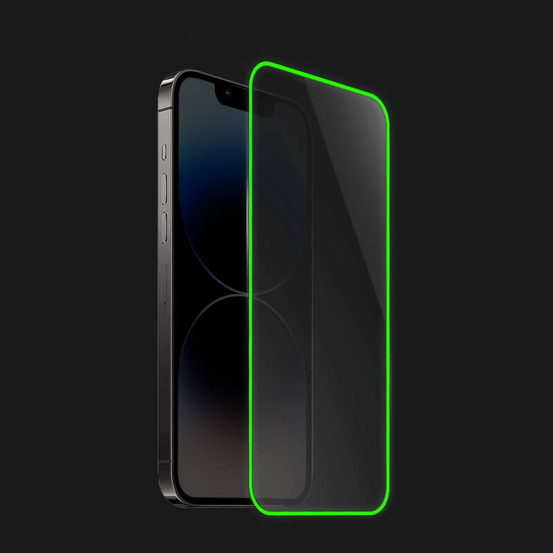 PicaseeTempered glass με φωσφορίζον περίγραμμα για Apple iPhone 13 - Πράσινος