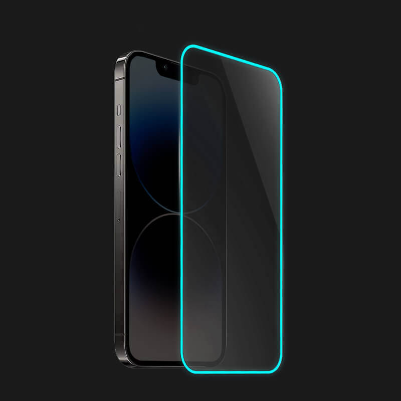 PicaseeTempered glass με φωσφορίζον περίγραμμα για Apple iPhone 15 Plus - Μπλε