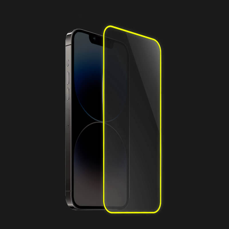 PicaseeTempered glass με φωσφορίζον περίγραμμα για Apple iPhone 15 Pro Max - Κίτρινος